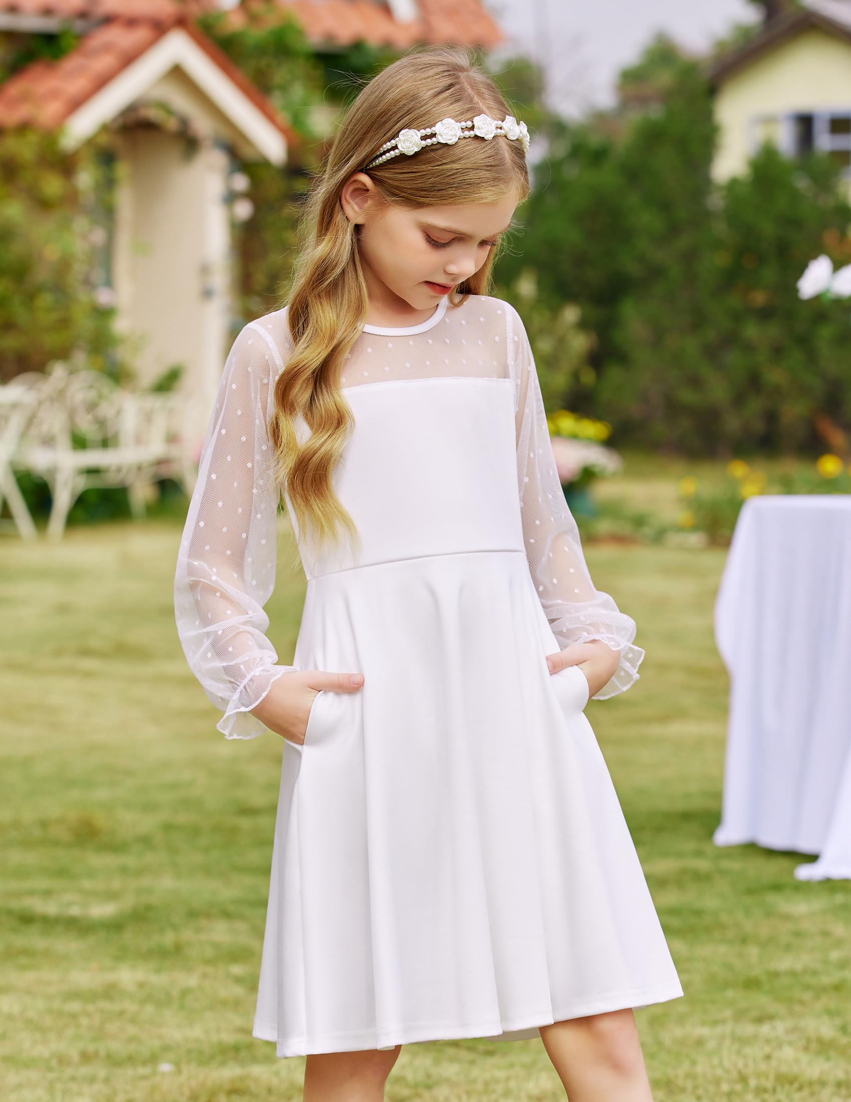 Robe Midi Femme en tissu léger, manches longues, coupe fluide – Menvelo