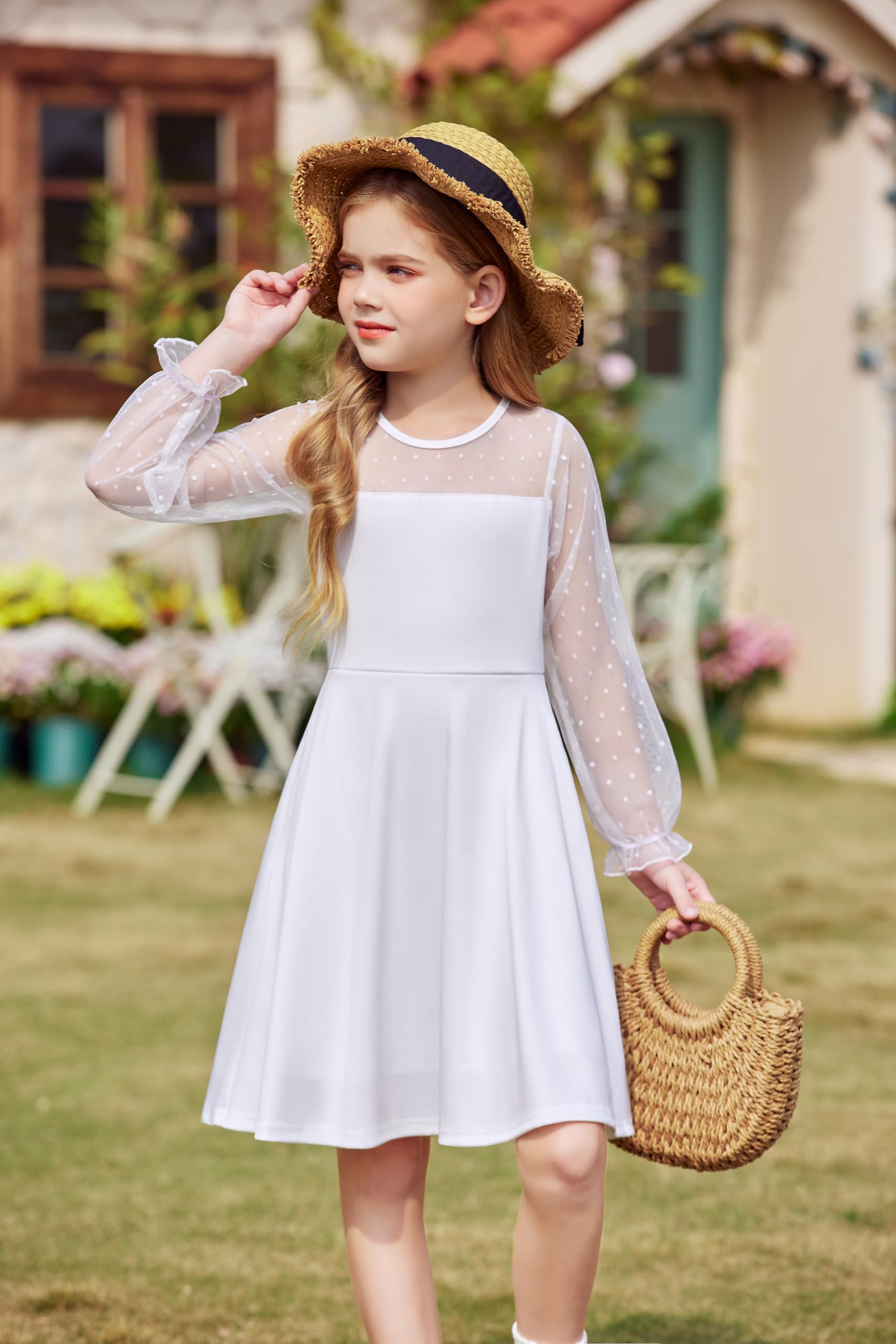 Robe Midi Femme en tissu léger, manches longues, coupe fluide – Menvelo