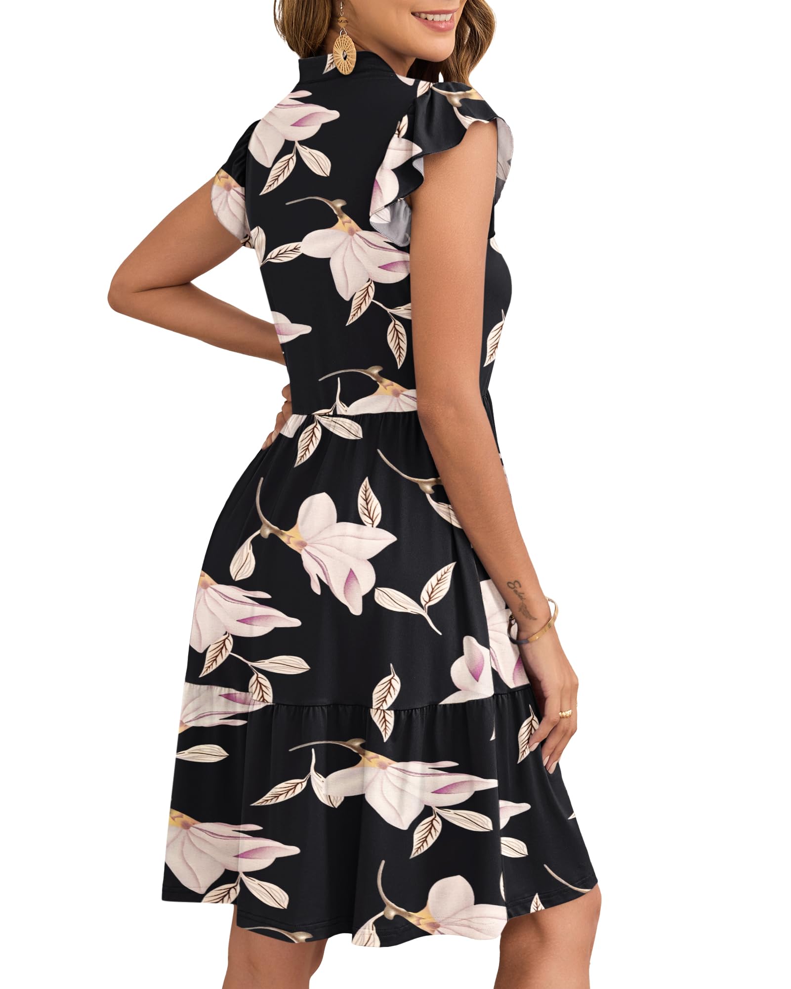 Robe Midi Femme en stretch, col V, coupe fluide – Menvelo