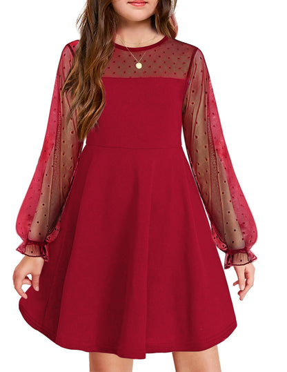 Robe Midi Femme en tissu léger, manches longues, coupe fluide – Menvelo