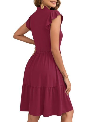 Robe Midi Femme en stretch, col V, coupe fluide – Menvelo