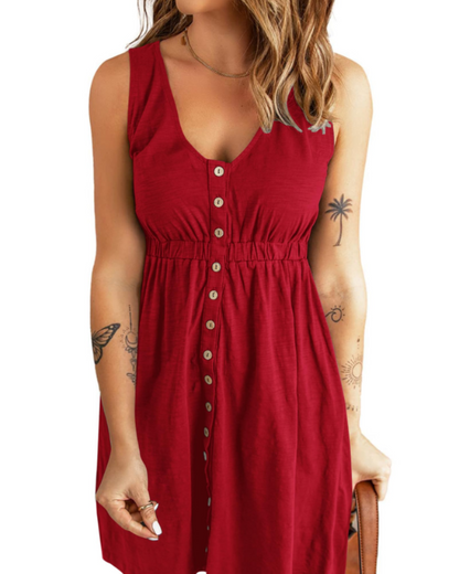 Robe Mini Femme en tissu léger, col V, coupe fluide – Menvelo