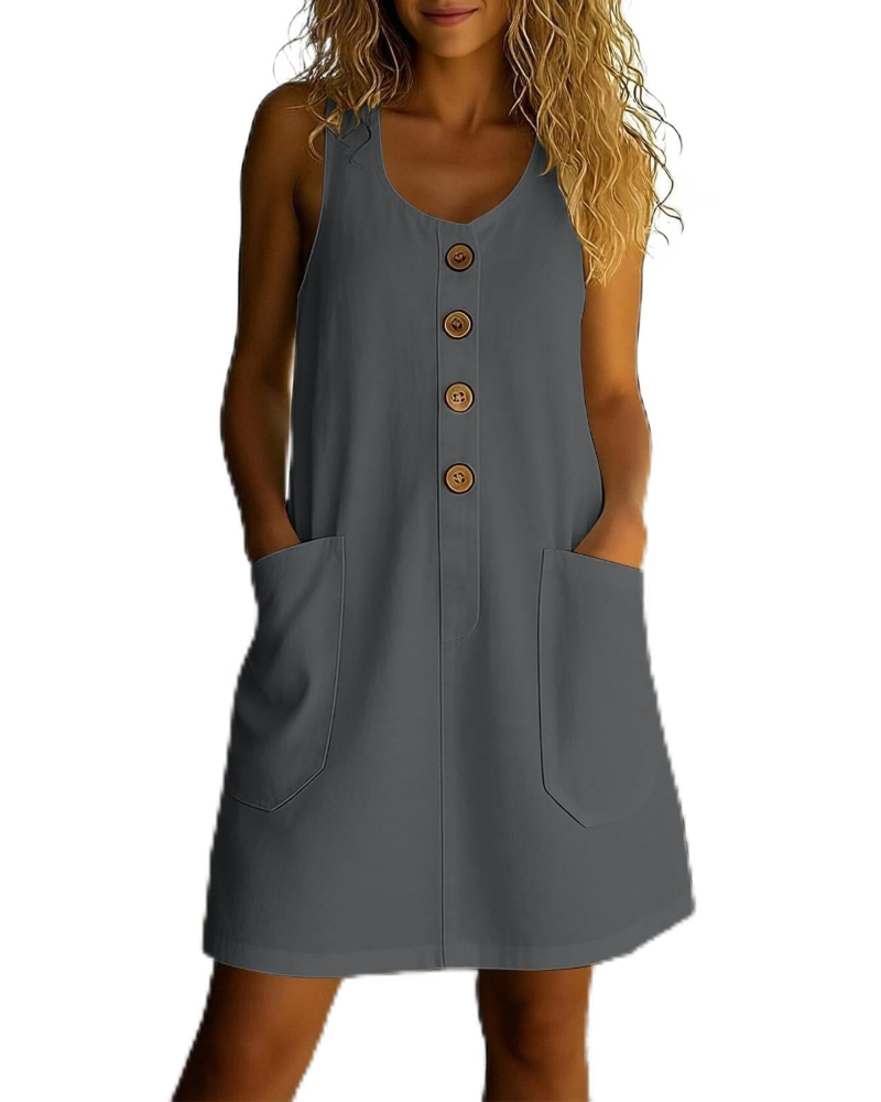 Robe Midi Femme en coton, sans manches, coupe ample – Menvelo