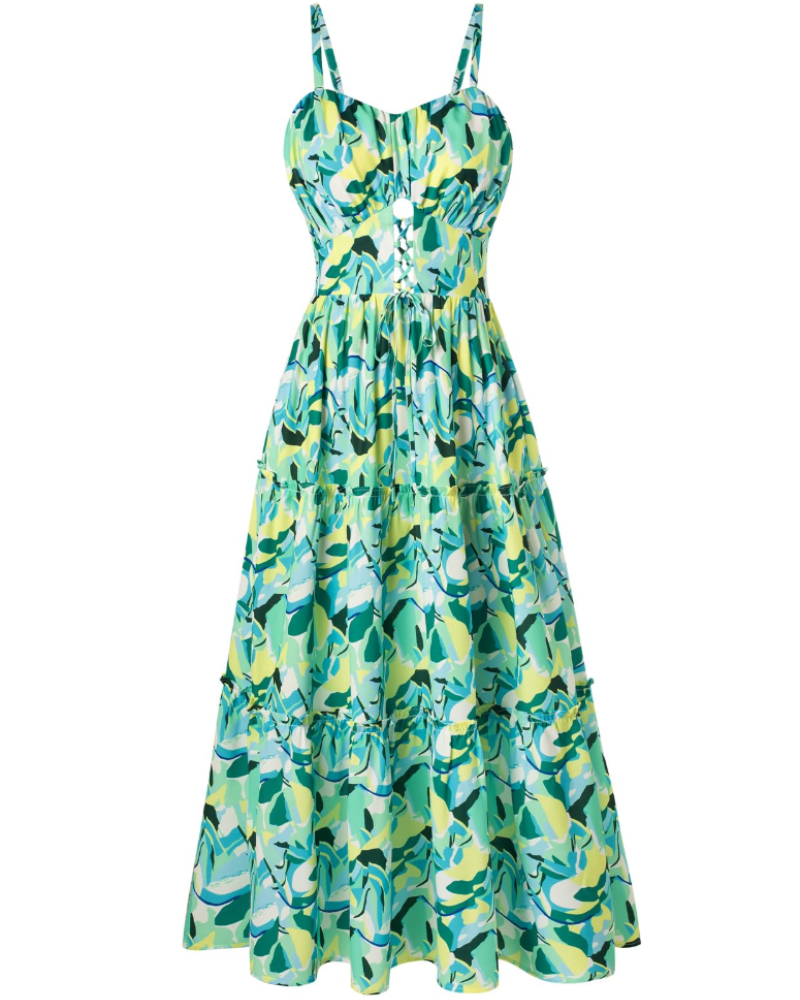 Robe Midi Femme en dentelle, à bretelles, coupe fluide – Menvelo