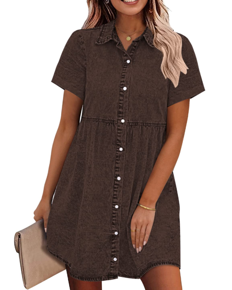 Robe Midi Femme en denim, à volants, coupe confortable – Menvelo