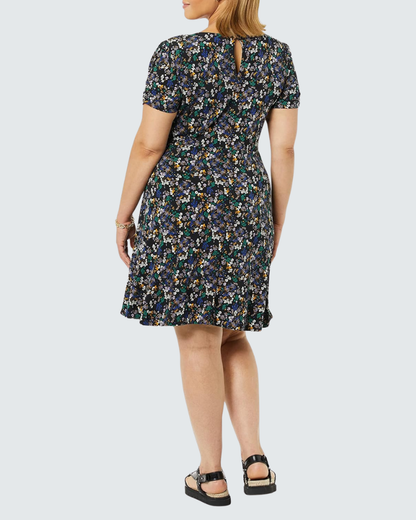 Robe Midi Femme en tissu léger, col rond, coupe moulante – Menvelo