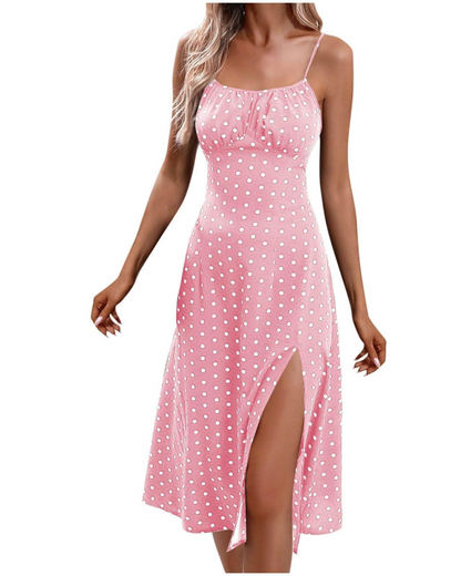 Robe Midi Femme en tissu léger, à bretelles, coupe fluide – Menvelo
