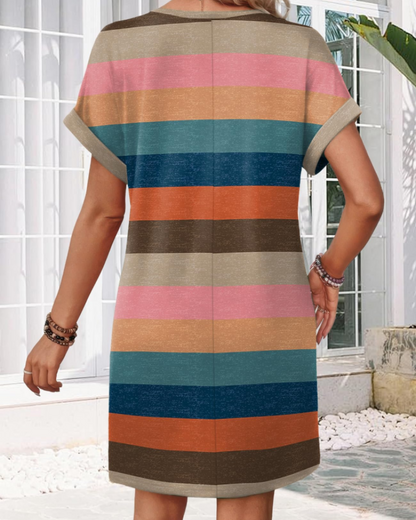 Robe Midi Femme en tissu léger, col V, coupe ample – Menvelo