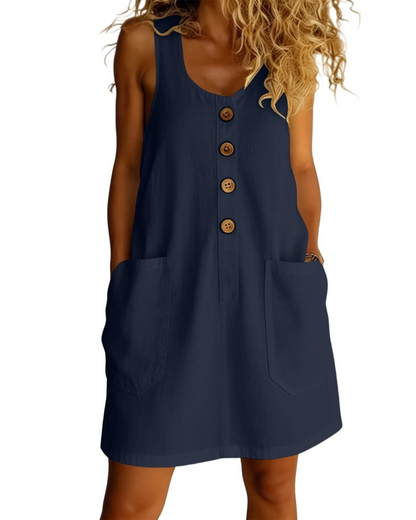 Robe Midi Femme en coton, sans manches, coupe ample – Menvelo