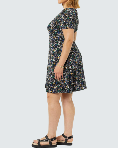 Robe Midi Femme en tissu léger, col rond, coupe moulante – Menvelo