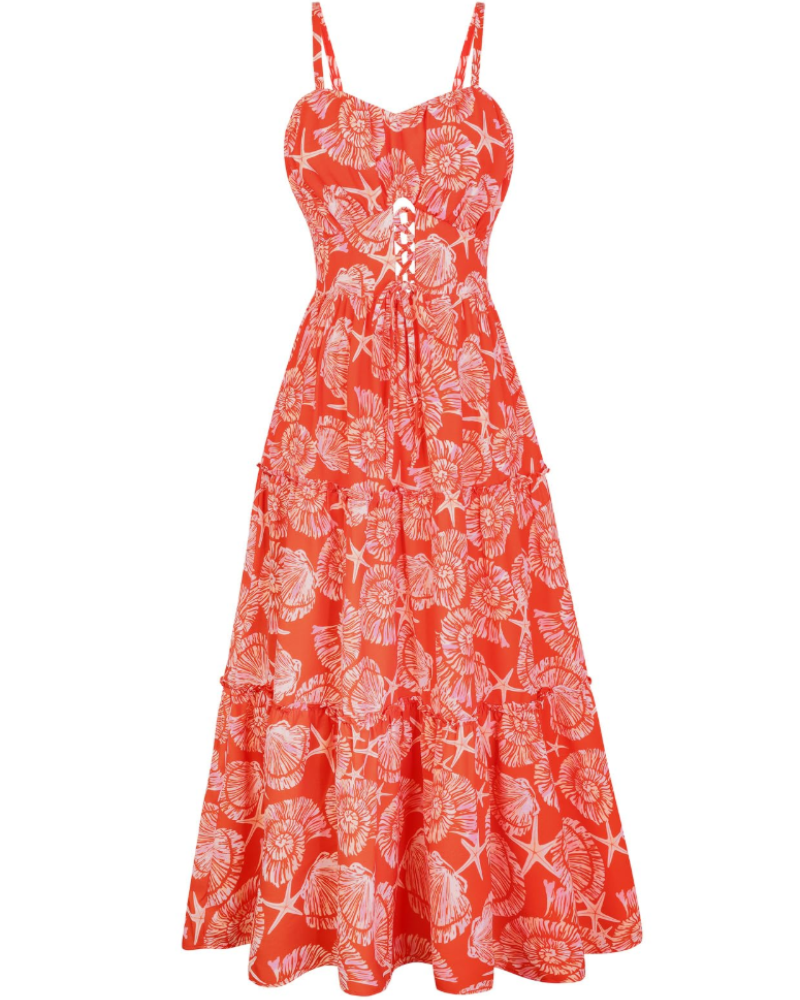 Robe Midi Femme en dentelle, à bretelles, coupe fluide – Menvelo