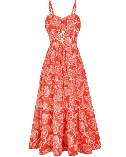 Robe Midi Femme en dentelle, à bretelles, coupe fluide – Menvelo