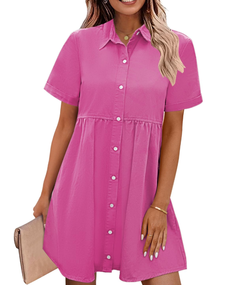 Robe Midi Femme en denim, à volants, coupe confortable – Menvelo