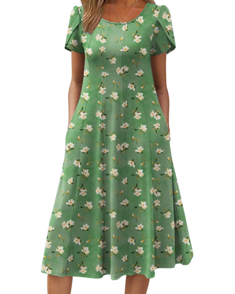 Robe Midi Femme en tissu léger, avec poches, coupe ample – Menvelo