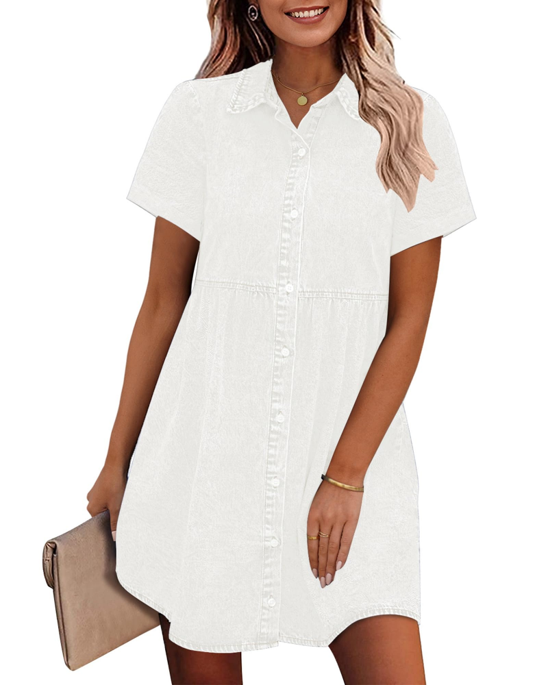 Robe Midi Femme en denim, à volants, coupe confortable – Menvelo