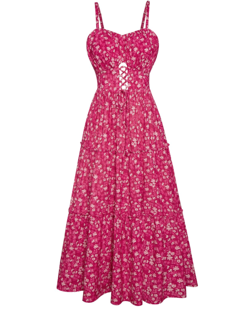 Robe Midi Femme en dentelle, à bretelles, coupe fluide – Menvelo
