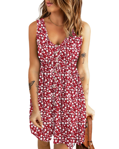 Robe Mini Femme en tissu léger, col V, coupe fluide – Menvelo