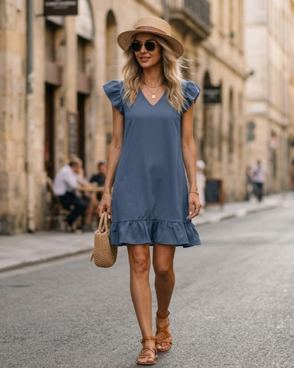 Robe Pull Femme en maille, col V, coupe fluide – Menvelo