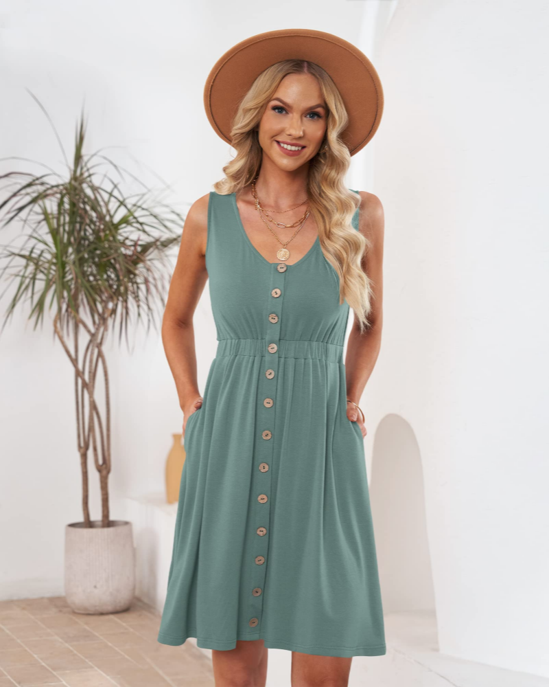 Robe Mini Femme en tissu léger, col V, coupe fluide – Menvelo