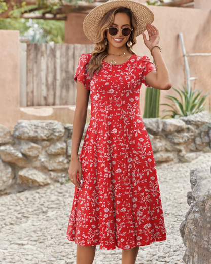 Robe Midi Femme en tissu léger, avec poches, coupe ample – Menvelo