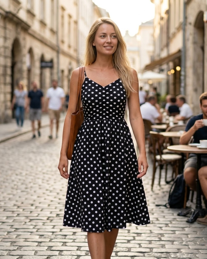 Robe Midi Femme en tissu léger, sans manches, coupe fluide – Menvelo