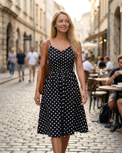 Robe Midi Femme en tissu léger, sans manches, coupe fluide – Menvelo