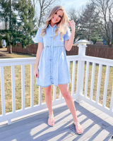 Menvelo Robe Midi Femme Denim À Volants Boutonnée
