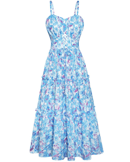 Robe Midi Femme en dentelle, à bretelles, coupe fluide – Menvelo