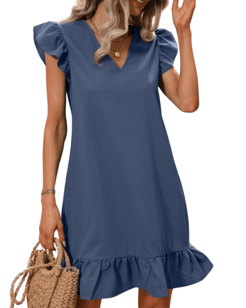 Robe Pull Femme en maille, col V, coupe fluide – Menvelo