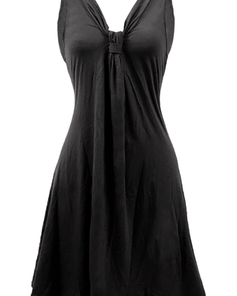 Robe Midi Femme en tissu léger, col V, coupe ample – Menvelo