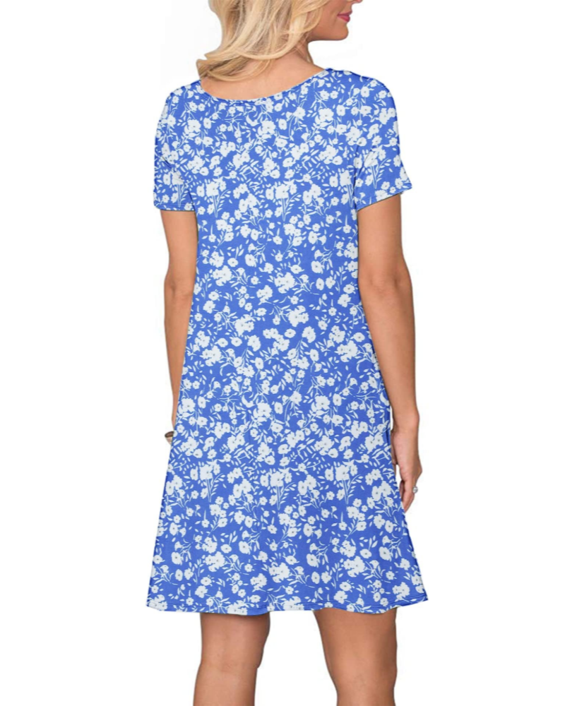 Robe Mini Femme en tissu léger, col rond, coupe fluide – Menvelo