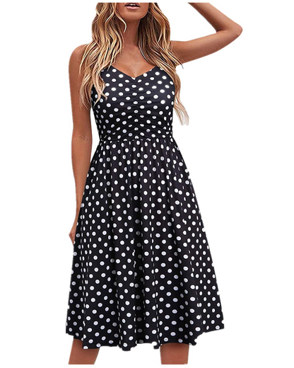 Robe Midi Femme en tissu léger, sans manches, coupe fluide – Menvelo