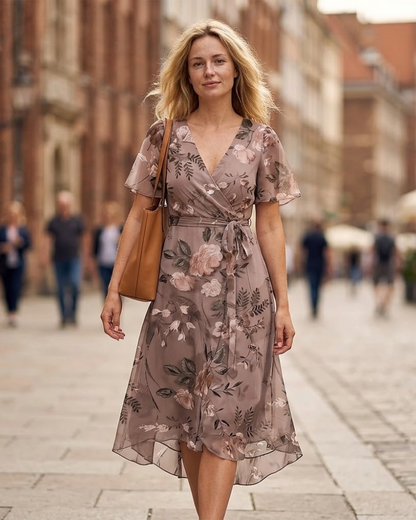Robe Midi Femme en tissu léger, sans manches, coupe fluide – Menvelo