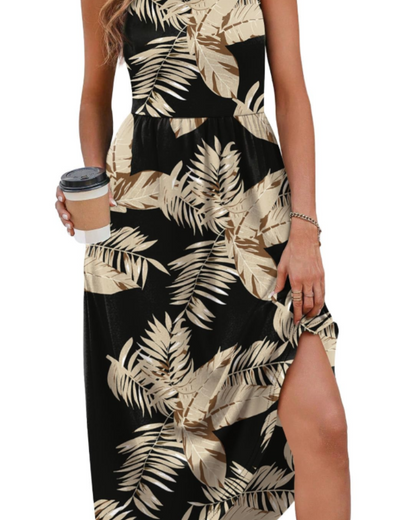 Robe Midi Femme en tissu léger, avec poches, coupe fluide – Menvelo