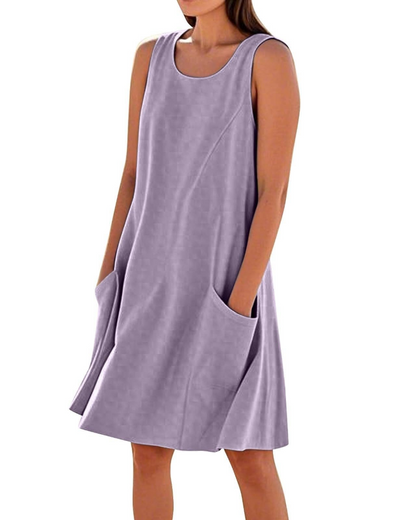 Robe Midi Femme en coton, sans manches, coupe fluide – Menvelo