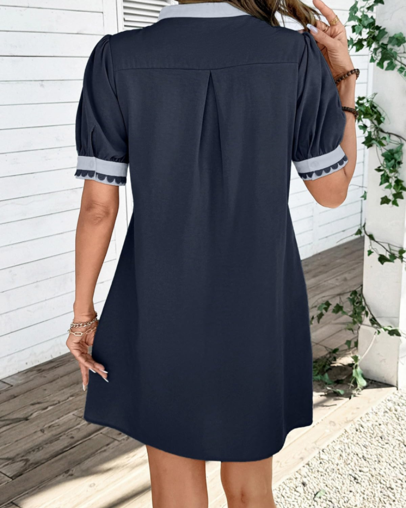 Robe Midi Femme en tissu léger, col V, coupe fluide – Menvelo