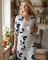 Menvelo Robe Midi Femme Imprimée Coupe Fluide