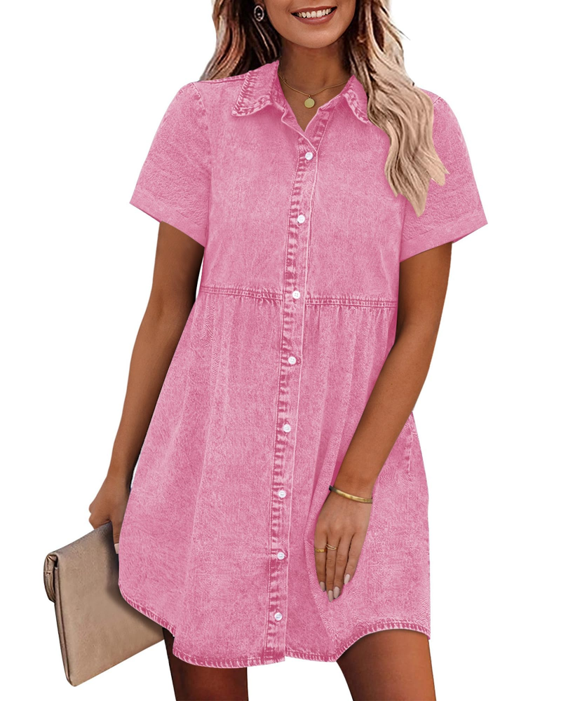 Robe Midi Femme en denim, à volants, coupe confortable – Menvelo