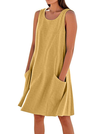 Robe Midi Femme en coton, sans manches, coupe fluide – Menvelo