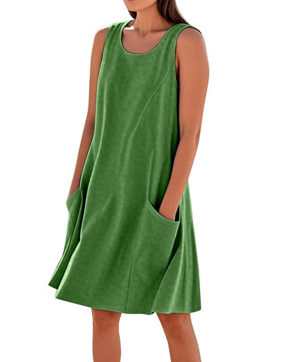 Robe Midi Femme en coton, sans manches, coupe fluide – Menvelo