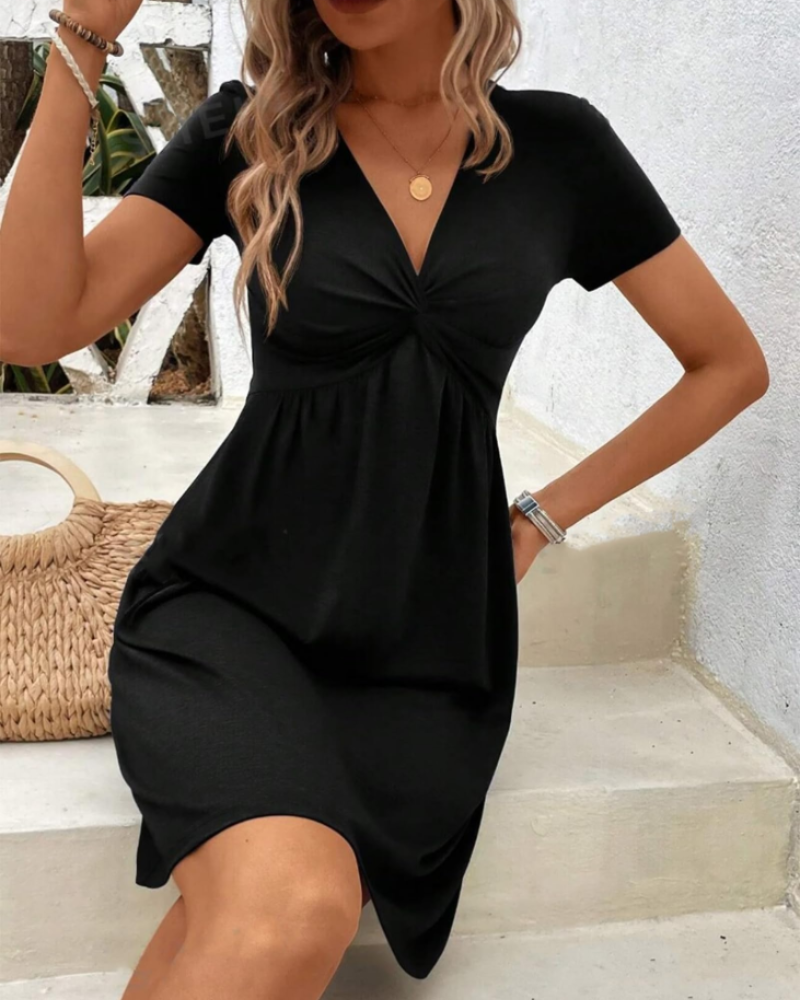 Robe Pull Femme en tricot torsadé, col V, coupe confortable – Menvelo