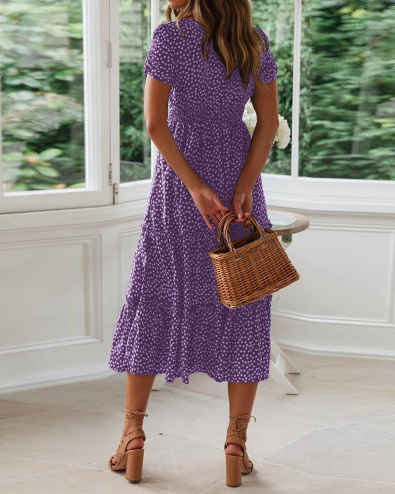 Robe Midi Femme en stretch, à volants, coupe fluide – Menvelo