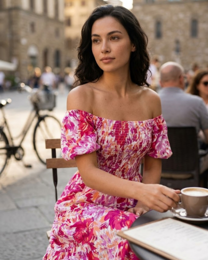 Robe Midi Femme en tissu léger, à volants, coupe ample – Menvelo