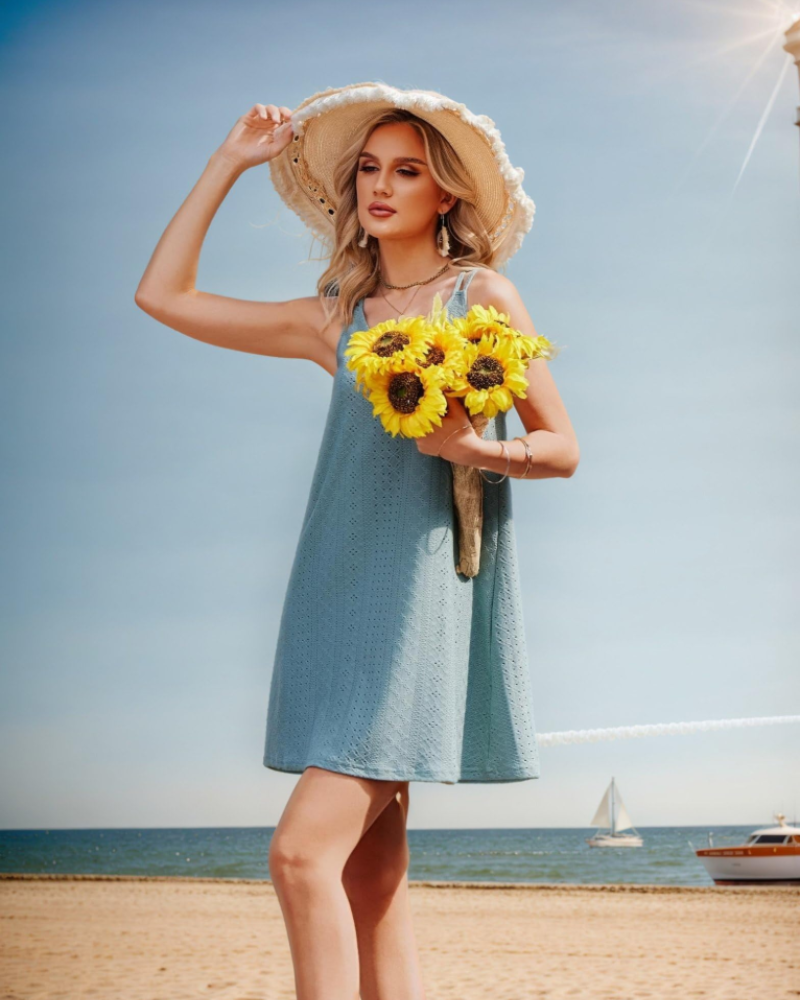 Eliza Robe Été Femme – Plage Sans Manches Coupe A-Line