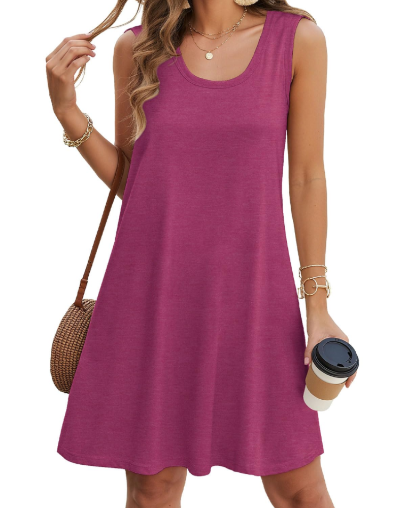 Diana Robe Été Femme – Col U Sans Manches Longueur Genou & Poches