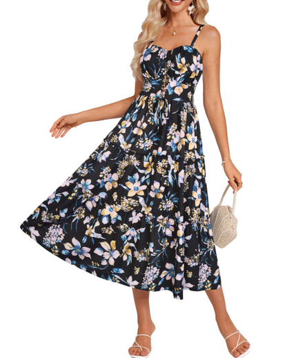 Robe Midi Femme en dentelle, à bretelles, coupe fluide – Menvelo