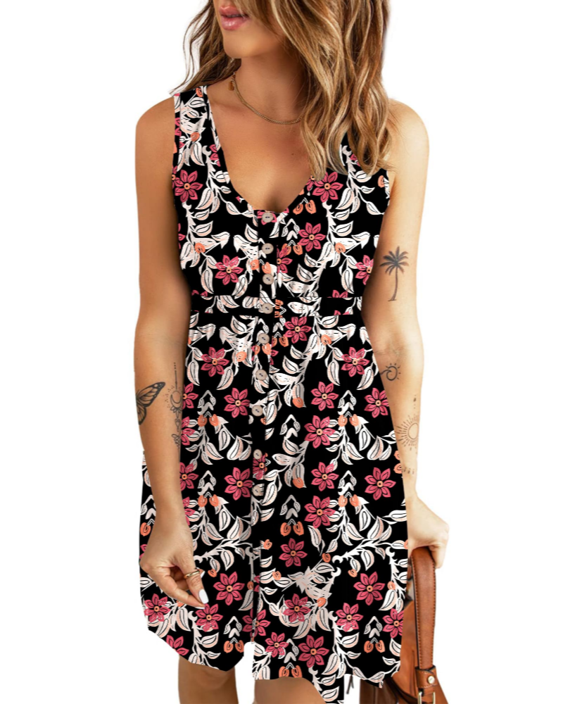 Robe Mini Femme en tissu léger, col V, coupe fluide – Menvelo