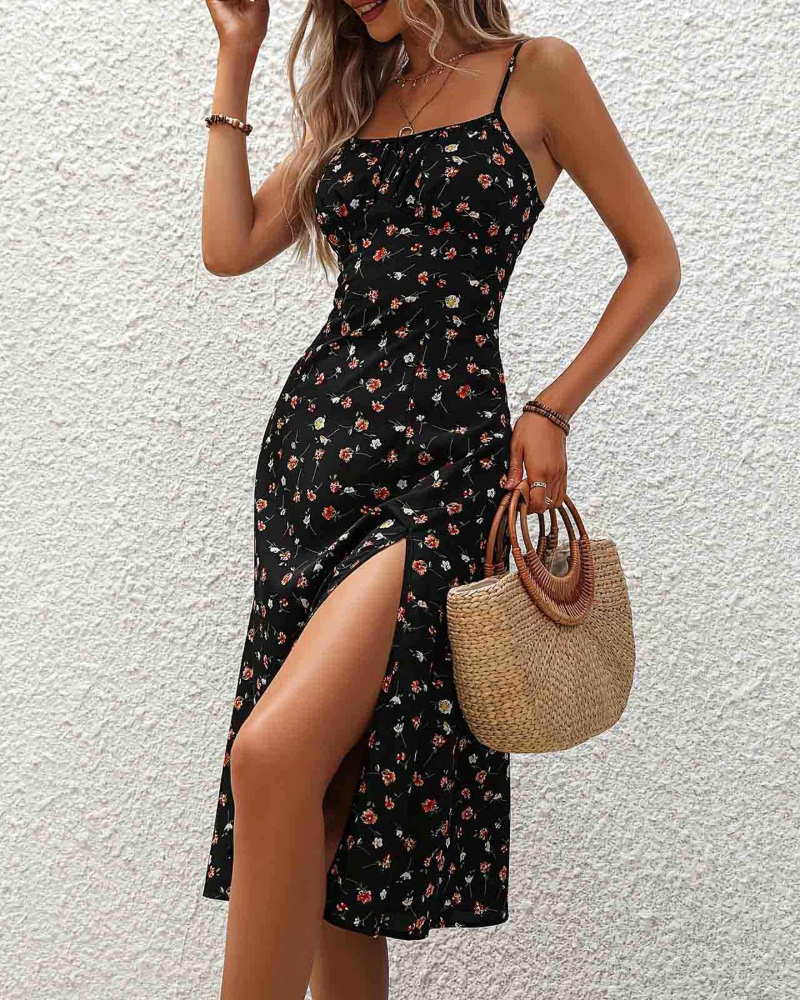 Robe Midi Femme en tissu léger, sans manches, coupe fluide – Menvelo