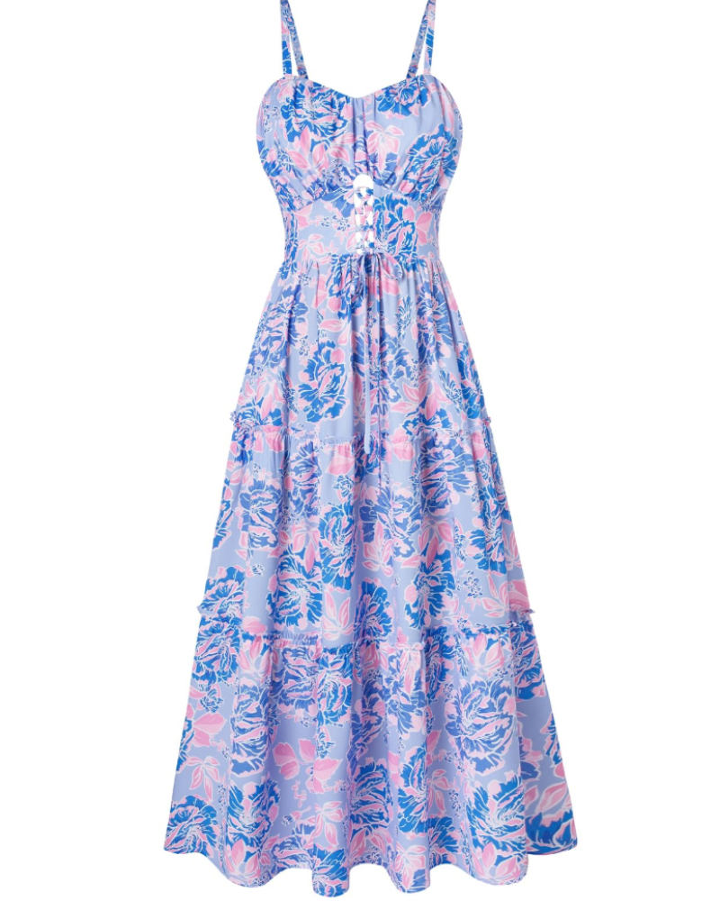 Robe Midi Femme en dentelle, à bretelles, coupe fluide – Menvelo