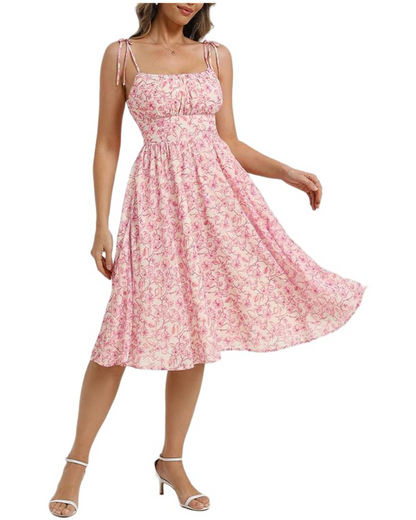 Robe Midi Femme en tissu léger, à bretelles, coupe confortable – Menvelo